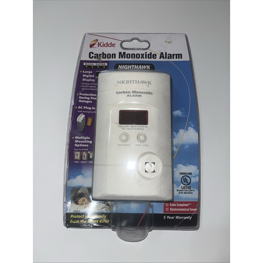 Kidde Plug-In AC/DC Carbon Monoxide Alarm Detector w Digital Display KN-COPP-3